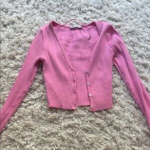 Zara Pink Ribbed Cardigan
